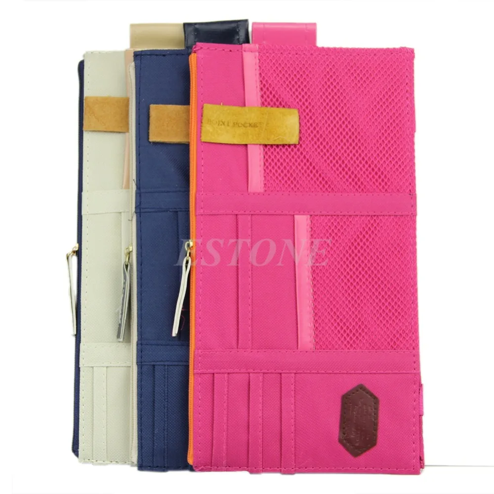 

Sun Visor Point Pocket Documents Pouch Hanging Bag Card Storage Holder In-Car Solid Zipper High Quality Casual Car Holder