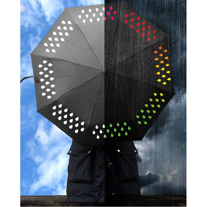 

Water Color Changing Umbrella Three Fold Hand Open Color Gradient Raindrop Color Changing Umbrella Color Changing Umbrella