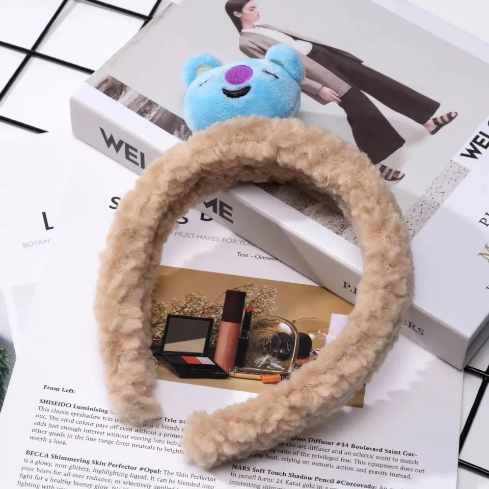 

HQBTS bulletproof Youth Group Hairband Korean Cute Doll Headdress Lamb Hair Bundle Hairpin Hairband Winter Hair Accessories