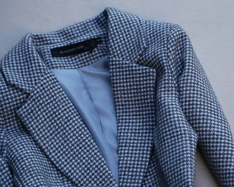 

Women's Suits Fashion Temperament OL Professional Office Ladies Woolen Houndstooth Belt Belt Suit Wide Leg Shorts Two-piece Suit