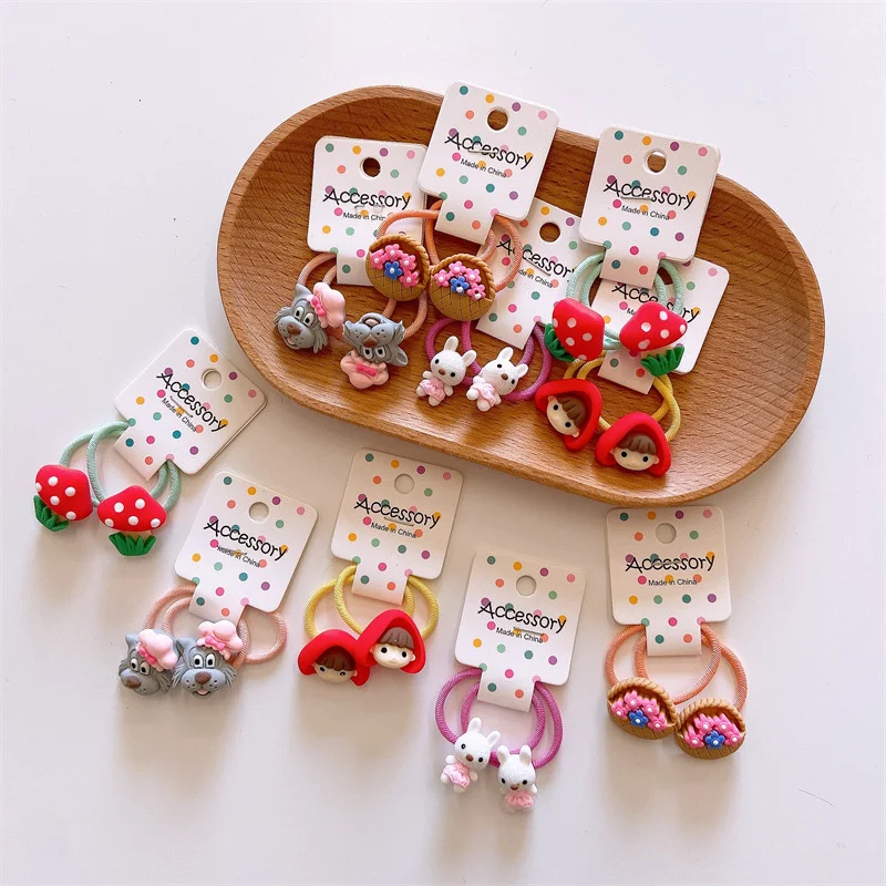 

2 шт., Детские резинки для волос с капюшоном и цветами