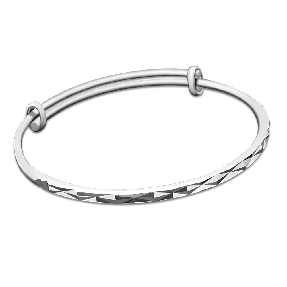 

925 Silver Jewelry Simple Pattern Bracelets Bangles For Women Adjustable Size Female Bracelet Accessories