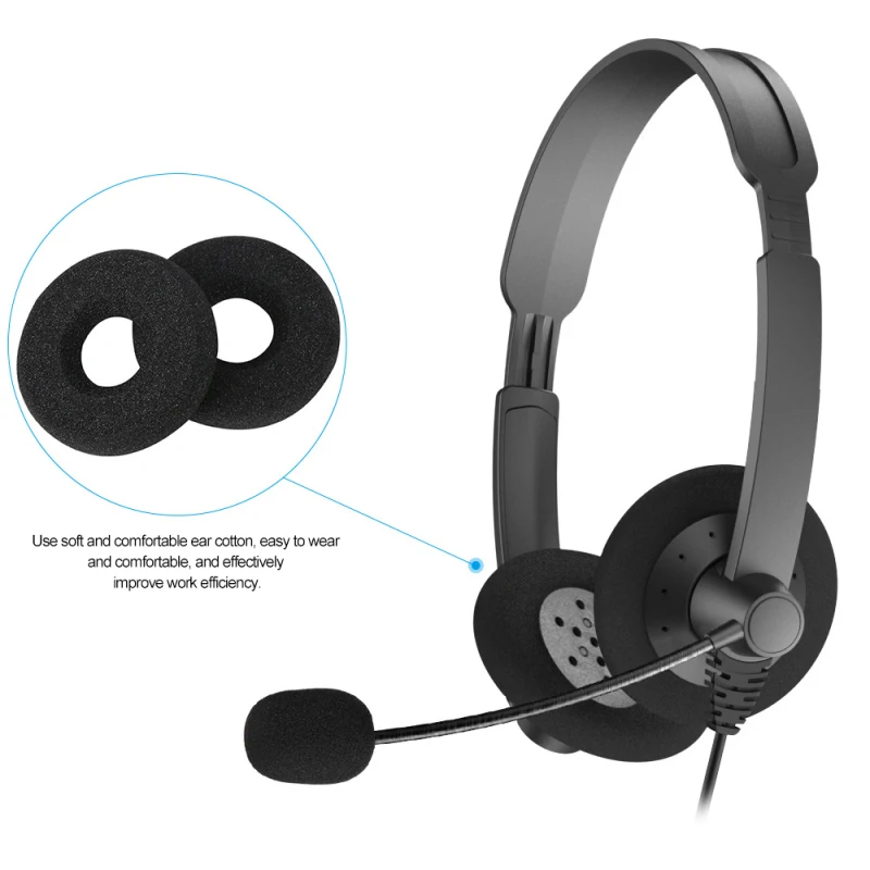 T28 3.5mm USB Computer Headset Noise Reduction Headphone With Mic Handsfree Headphones For Office Outdoor Call Center | Электроника