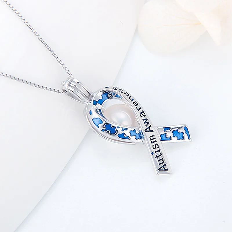 CLUCI 3 шт. серебро 925 пробы аутизм осознанная тематическая подвеска жемчужный