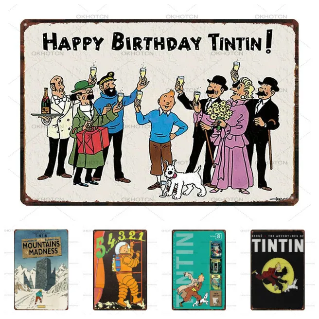 Tintin металлическая пластина из мультфильма железная картина для детской комнаты