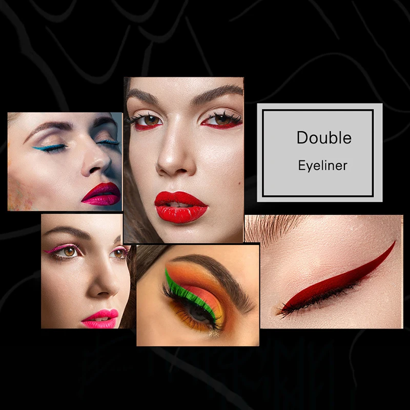 

Wholesale Fluorescent Waterproof Liquid Eye Liner Long Lasting Smudgeproof Quick Dry Double Head Liquid Eyeliner M3