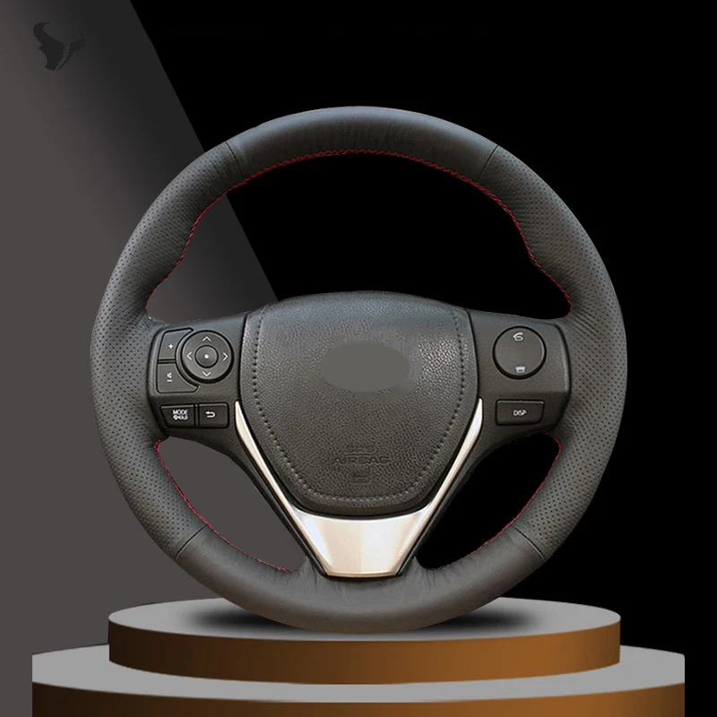 

Чехол для руля Toyota RAV4 2013-2018, Toyota Corolla 2014-2017, Auris 2013, 2014, 2015, 2016, черный, искусственная кожа