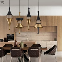 Nordic Classical Luxury Industrial Pendant Lights Metal Iron Art Gold Black Hanging Lamp Duplex Stairs Bar Bedroom Living Room