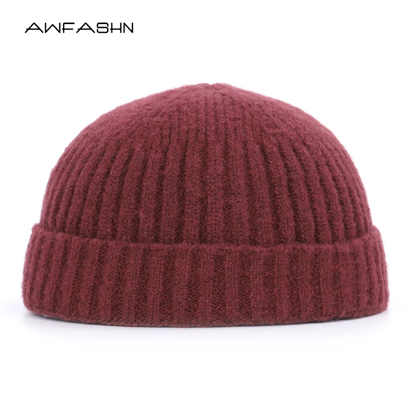 Новинка 2019 высокое качество Зимняя шерстяная мужская вязаная шапка с черепом