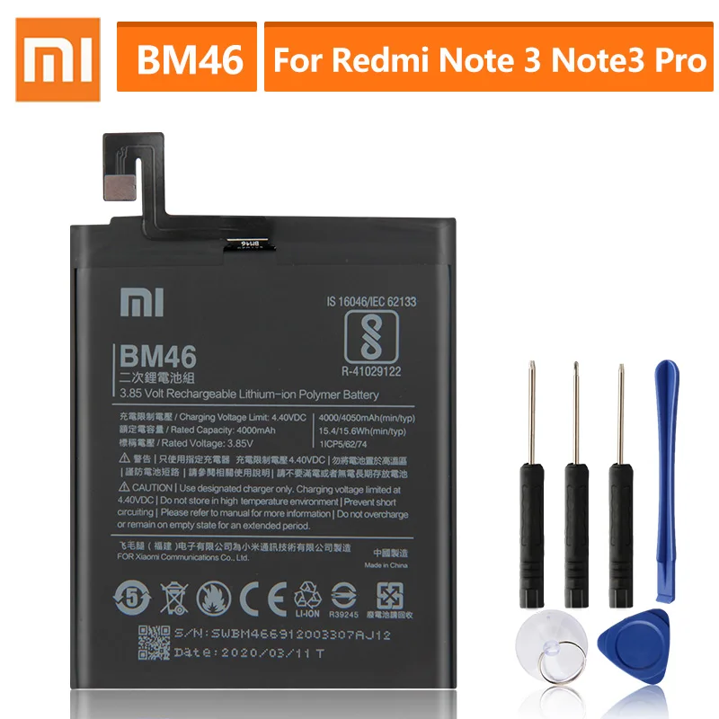 Оригинальная запасная батарея для Xiaomi Redmi Note 3 Pro Hongmi Note3 Redrice BM46 аутентичная