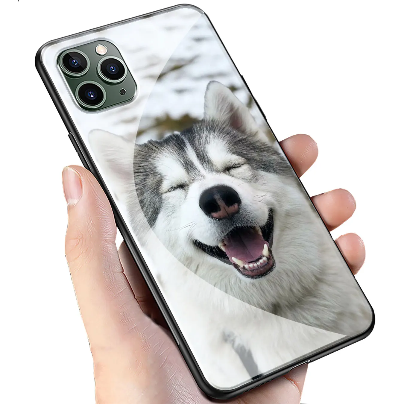 Husky Dog cute Tempered Glass Phone Case for iPhone 11 Pro XR X XS Max 6 6S 7 8 Plus 5 5S SE Cover |