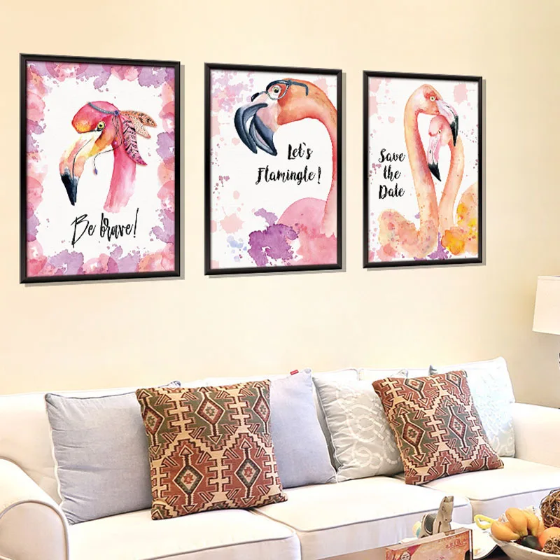 Фламинго наклейки на стену для гостиной спальни дивана декорации художественные