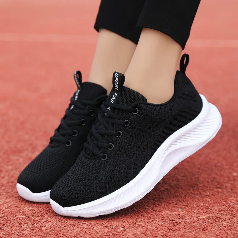 

New Vulcanized Shoes for Women Fashion Lace Up Mesh Breathable Platform Sneakers Casual Flat Comfortable Light Tennis Shoes