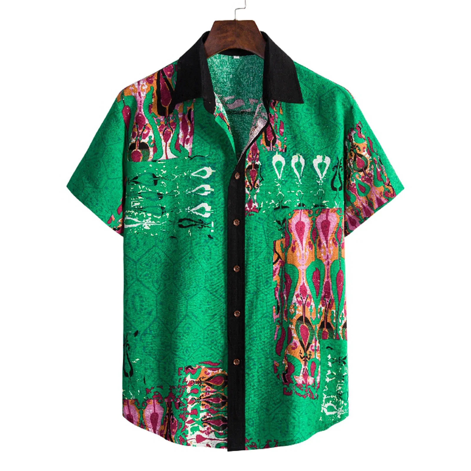 Mens Shirt Short Sleeve Fashion Summer Casual Printed Cotton-linen Shirts Hawaiian Beach Loose High Quality Men's Clothes | Мужская