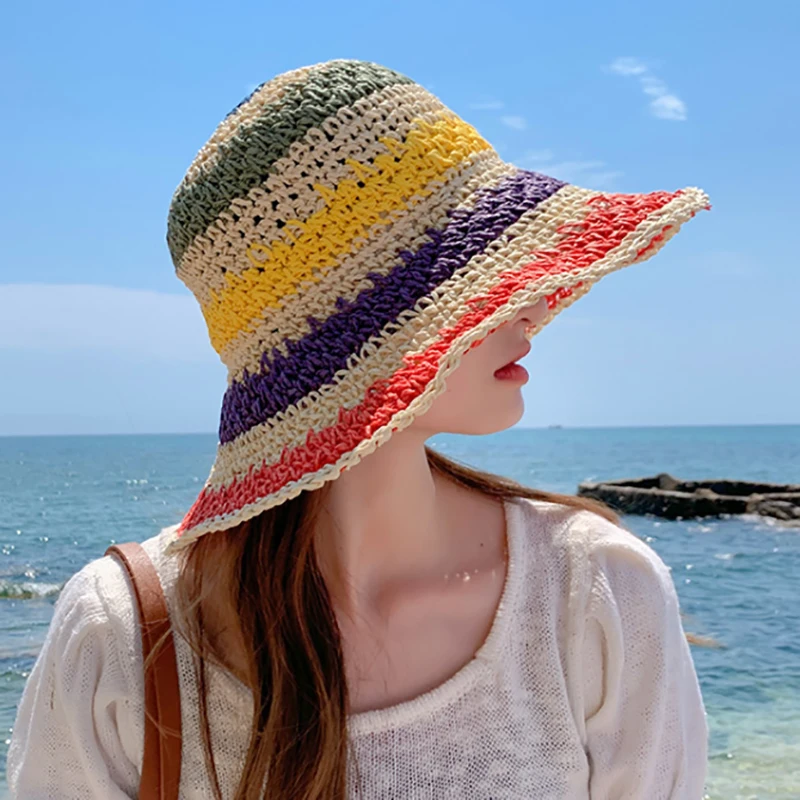 

Simple Foldable Wide Brim Floppy Girls Straw Hat Sun Hat Beach Women Summer Hat UV Protect Travel Cap Lady Cap Female