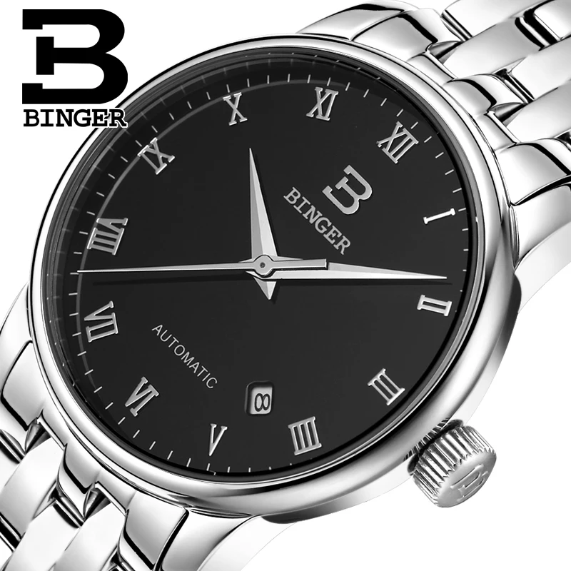 Швейцарские часы мужские роскошные Брендовые Бингер деловые механические