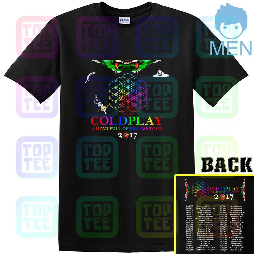 Черный Редкая! 69299-Coldplay Тур г. футболка Размеры S-3XL - Цвет: Черный