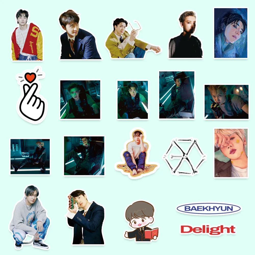 108pcslot kpop exo adhensive stickers for luggage skateboard phone laptop bicycle wall guitar stickers diy scrapbooking free global shipping