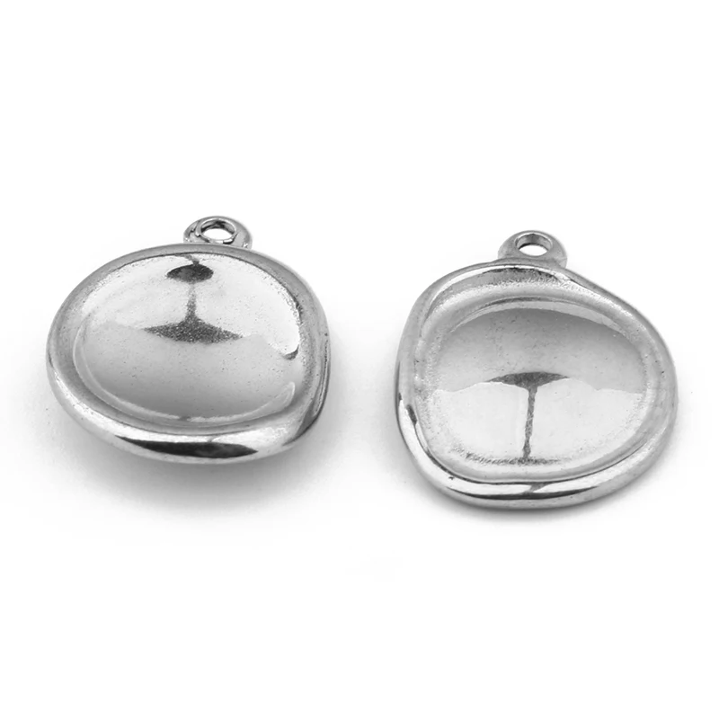 2Pcs 12-16mm Stainless Steel Necklace Pendant Accessories Irregular And Spherical Surface Two Pendants For Jewelry Making
