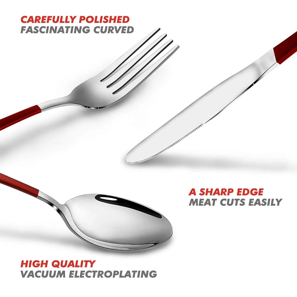 Набор столовых приборов 4 цветов столовая посуда из нержавеющей стали зеркальная