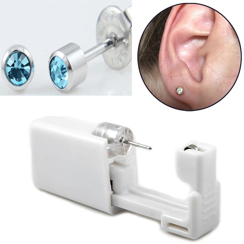 1 Unit Disposable Safe Sterile Piercing for Gem Nose Studs Gun Piercer Tool Machine Kit Earring Stud Body Jewelry | Украшения и