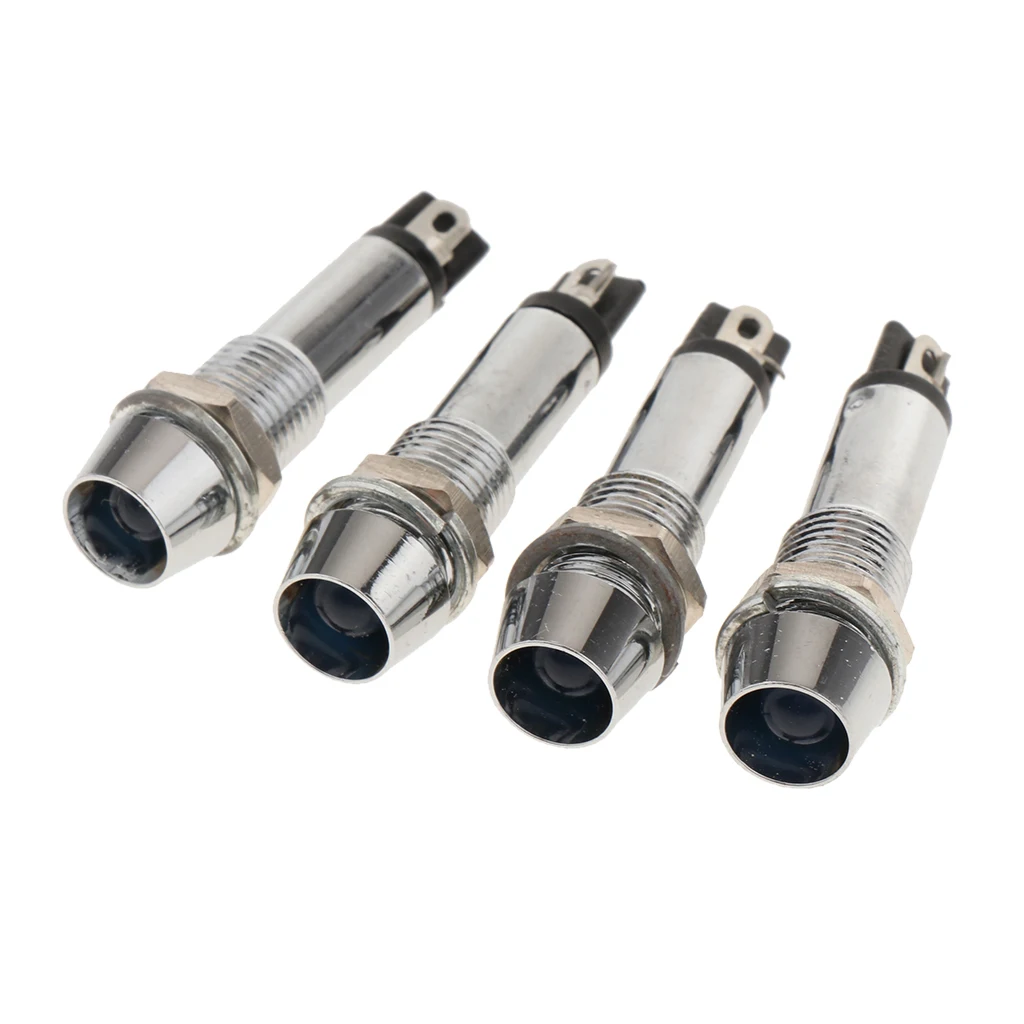 

4Pcs 8mm Metal Indicator lights waterproof Signal lamp without wire and LED light Signal Convex lamp XD8-1 AC/DC 12V