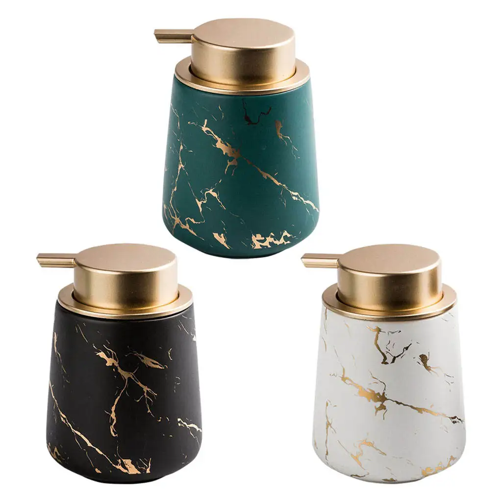

Ceramic Marbling Hand Wash Liquid Soap Dispenser 13.67oz Countertop Bathroom Empty Lotion Pump Bottle Refillable Bottles