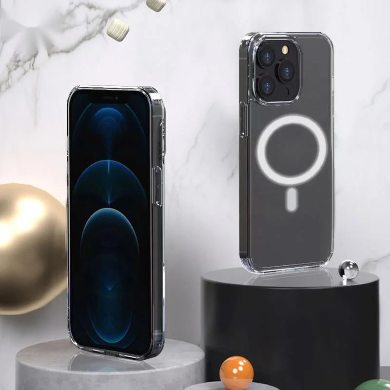 

New Magnetic adsorption Clear Case For iPhone 13 12 11 pro max back cover Support Wireless Charging case For iphone accessories