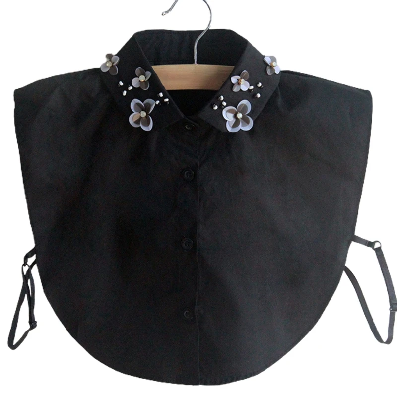

Detachable Half Shirt Blouse Handmade Beading Sequins Floral Lapel Fake Collar
