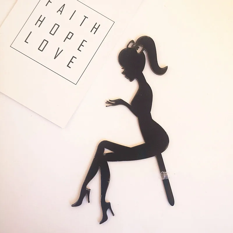 

New Fashion High Heels Lady Girl Acrylic Cake Topper Wedding Decorations Happy Birthday Dessert Cupcake Topper Party Supplies
