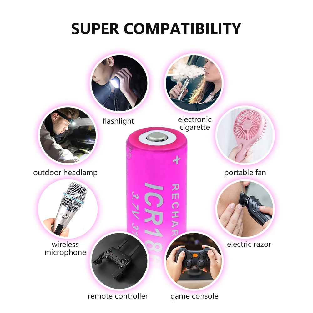 

YCDC 3.7V 3100mah 18650 Battery ICR 18650 Li-ion Battery Rechargeable Lithium Batteries Torch Accumulator Cells For Power Bank