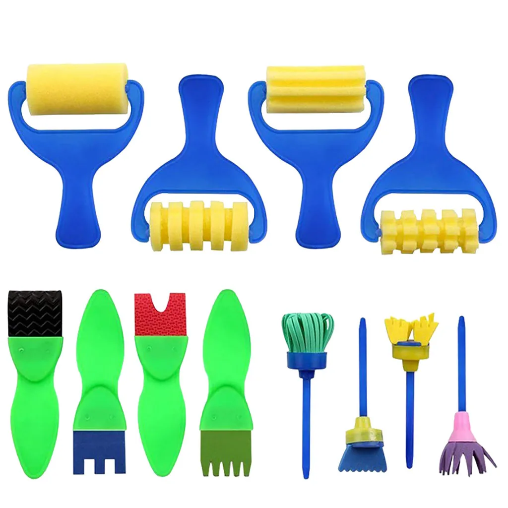 

Diy Children Sponge Paint Brushes Drawing Tools Children Early Painting 12pcs toys for baby