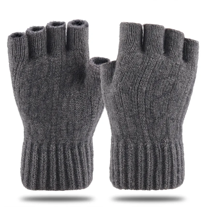 

Winter Cashmere Wool Half Finger Gloves Women's and Men's Knitted Fingerless Gloves Autumn Keep Warm Mittens