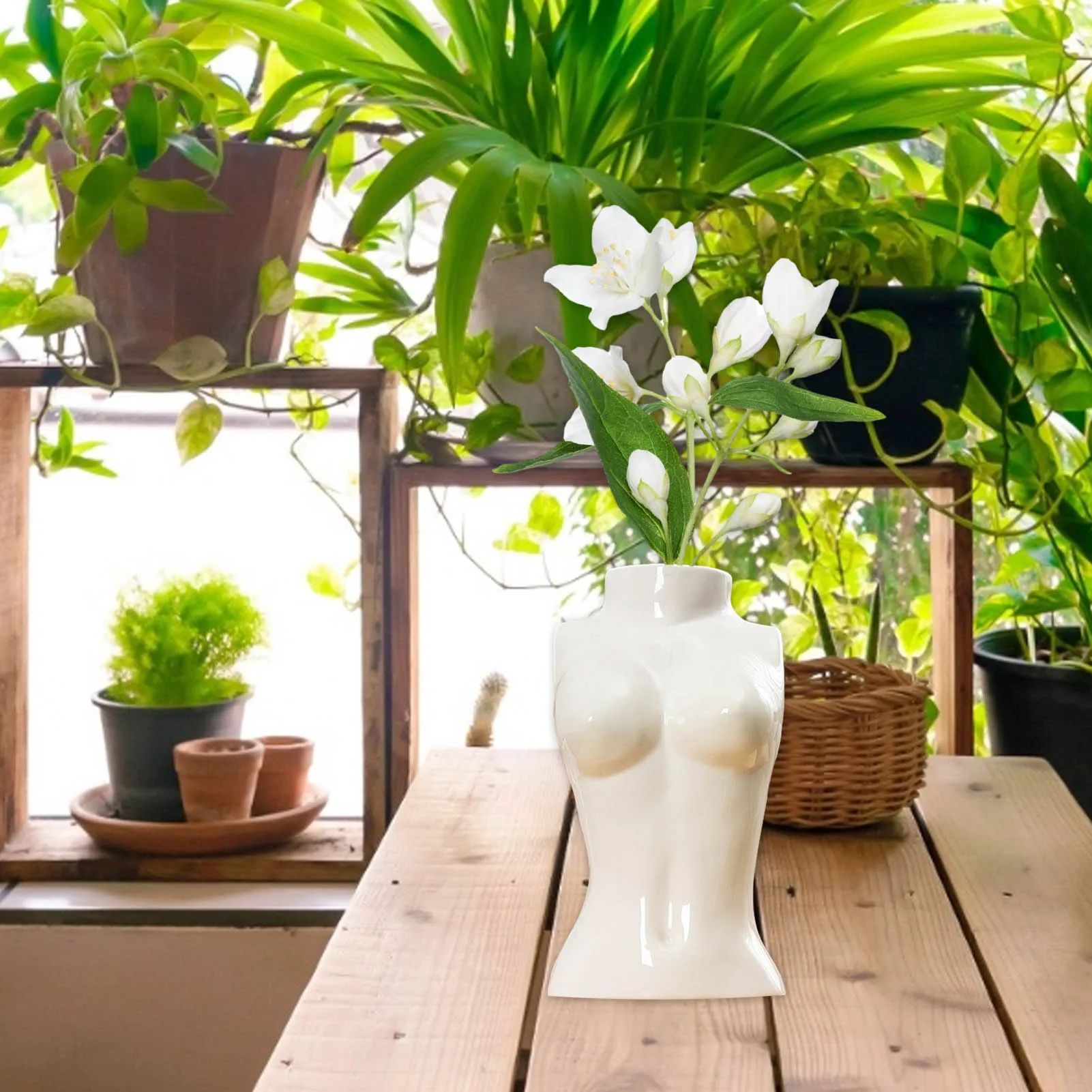 Искусственная керамическая ваза для боди арта Женская растений суккулентов