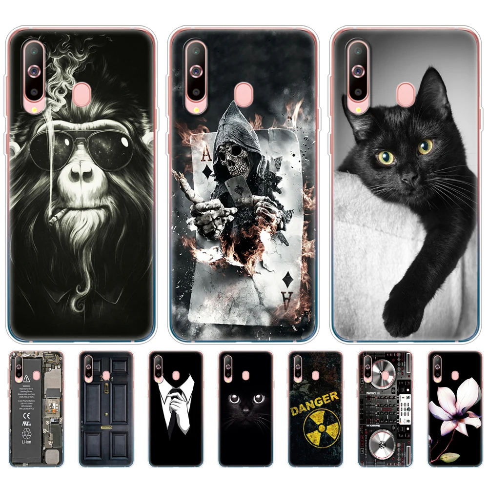 Чехол для Samsung A50 чехол Galaxy A60 A10 A30 A40 A70 A 50 2019 A9 A7 2018 Черный кот Железный