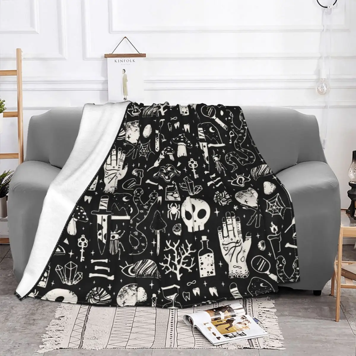 Многофункциональное фланелевое одеяло для кровати спальни в стиле Хэллоуина