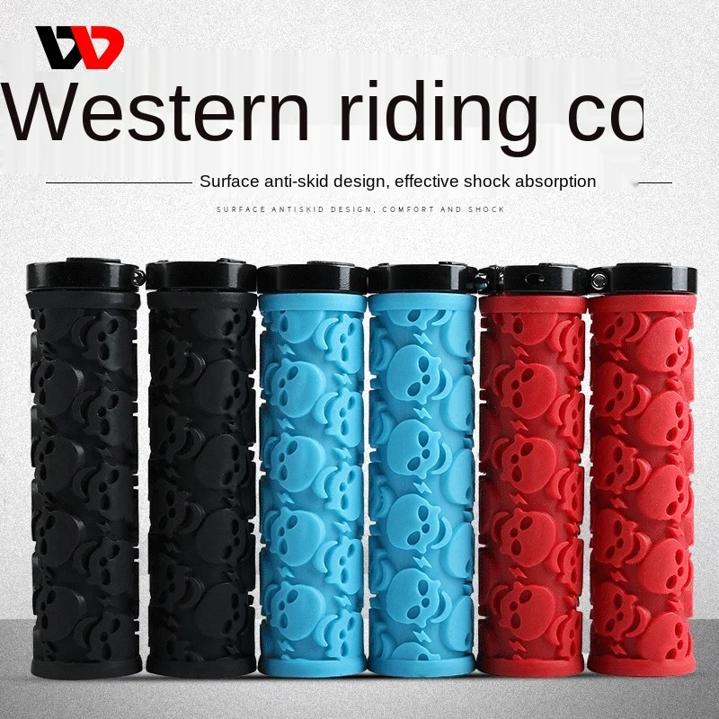 

Bicycle Handle Grip Skull Mountain Bike Road Dead Flying Aluminum Alloy Lock Rubber Handle Gloves Accessories