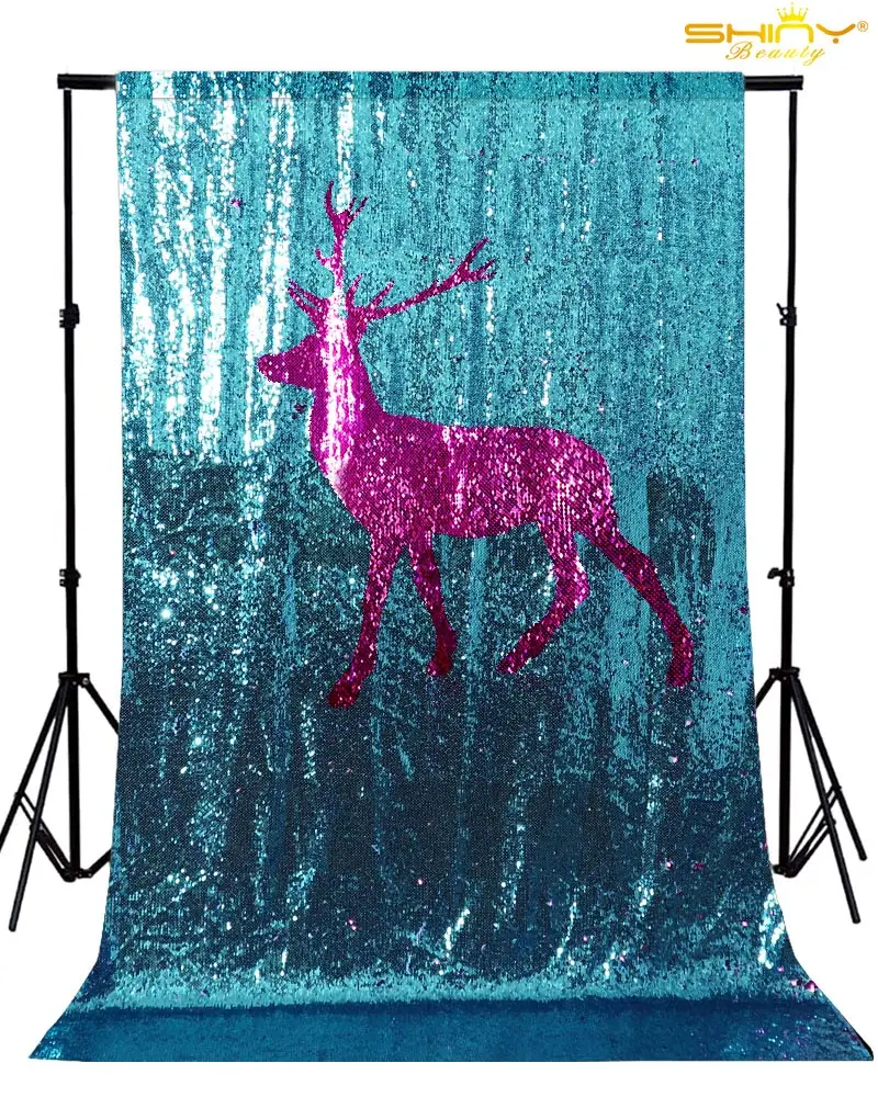 Фон с пайетками 4 фута x 8 футов Бирюзовый до фуксии фон занавеска двусторонний для