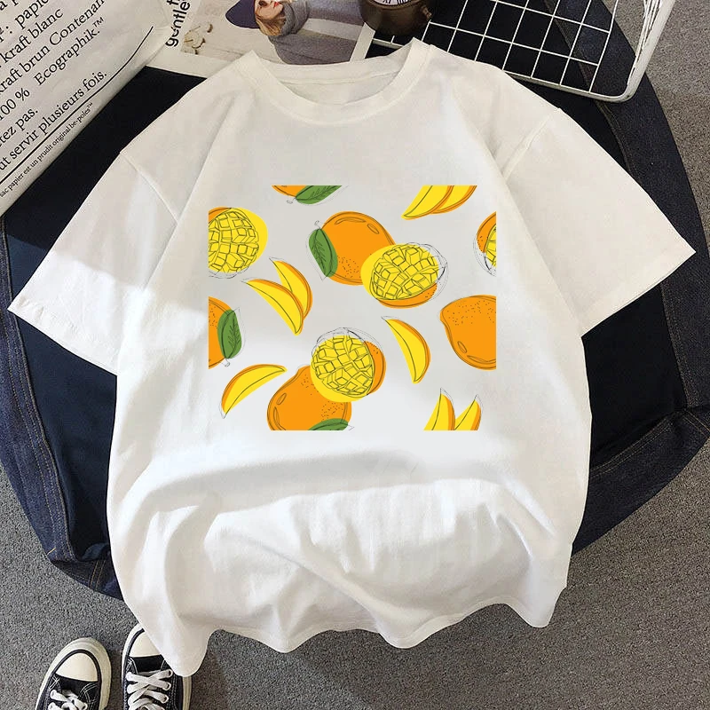 

Mango Fruit Women T Shirt Art Aesthetic Print Summer New Tshirt Harajuku T Shirt Tops women 2021 fashion t shirt