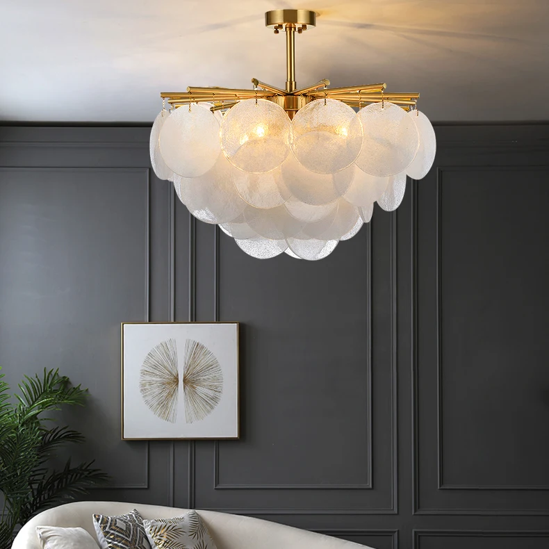 Современная светодиодная подвесная люстра со стеклянными листьями освещение