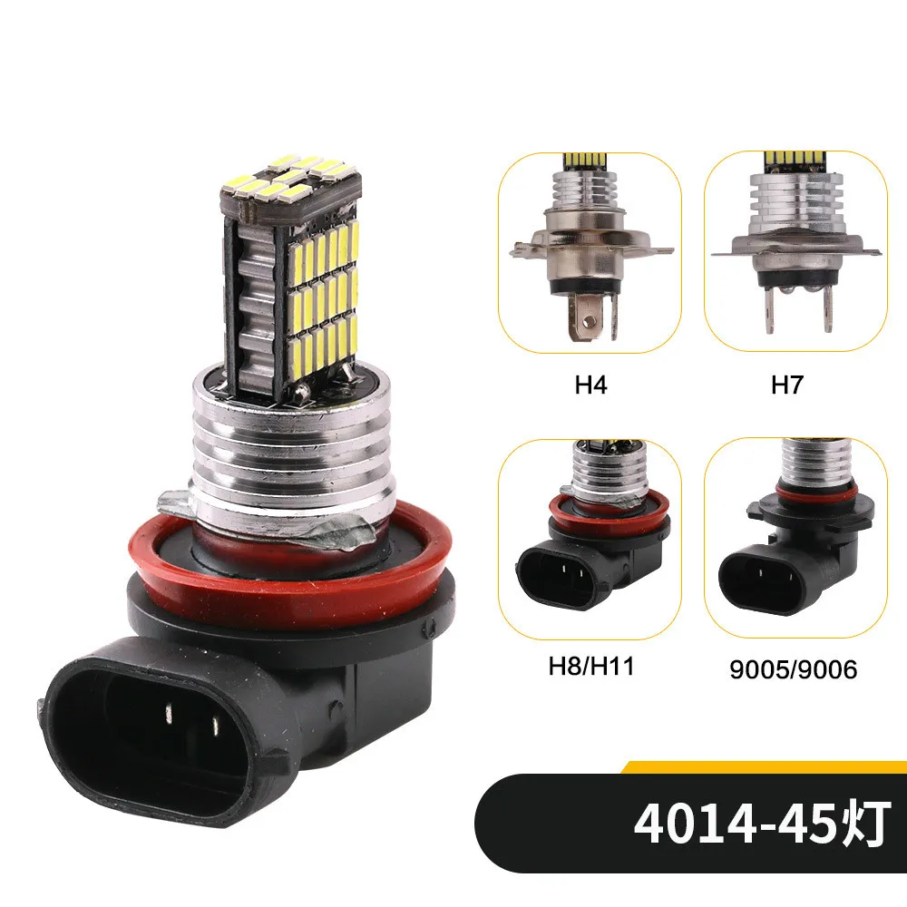 2 шт. автомобиль H4 H7 H8 H11 Led 9005 9006 4014 45SMD Противотуманные фары дневного света лампы