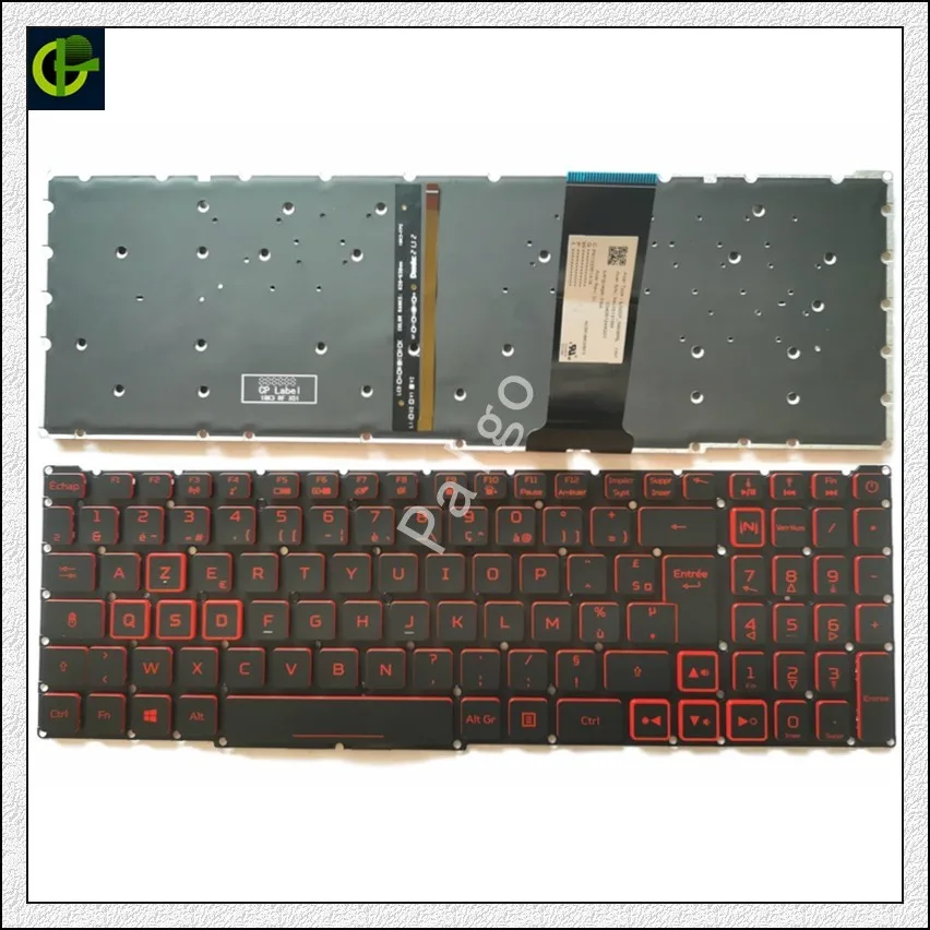 

French Backlit Keyboard for Acer Nitro5 Nitro 5 7 AN517-51 AN517-52 AN515-43 N17 N17PG0-K1 N715-52 NKI151315M PK133361A18 FR BE