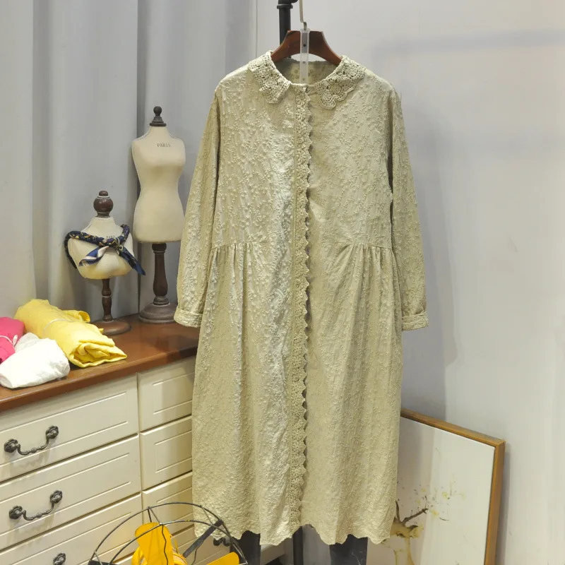 Женское кружевное платье с цветочной вышивкой длинным рукавом|Женские платья| |