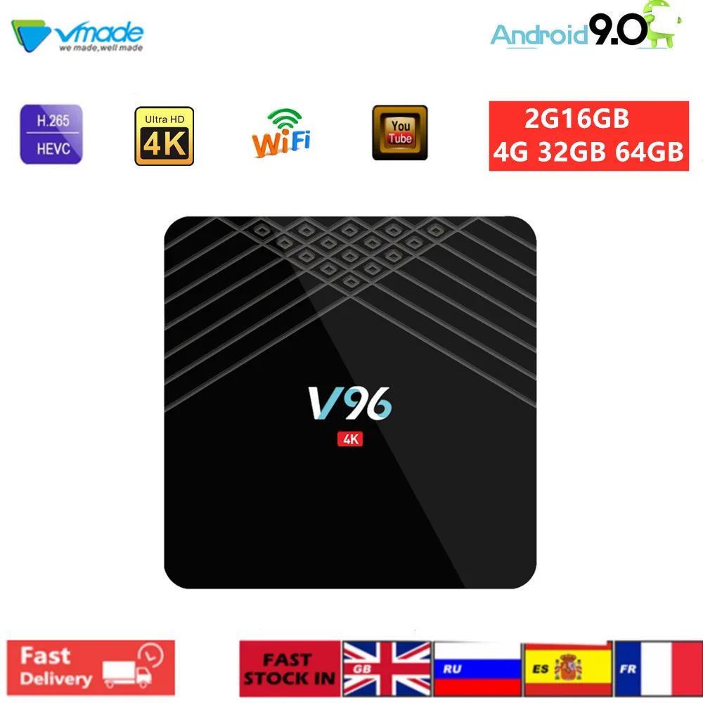 Smart TV Box V96 H6 Android 9.0 4G 32GB 64GB Dual WiFi 2.4G 5G Youtube Media Player Support M3U 3D Video Play Mini Set Top Box