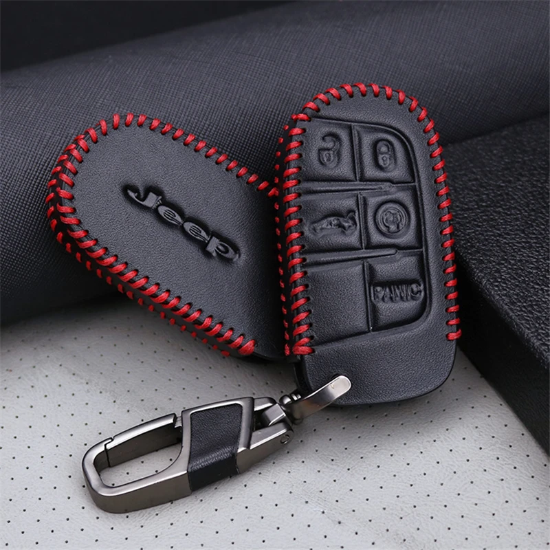 

Remote Key Fob Cover Leather Case Car Key Fob Shell Cover Case For Jeep Grand Cherokee Chrysler Dodge Fiat