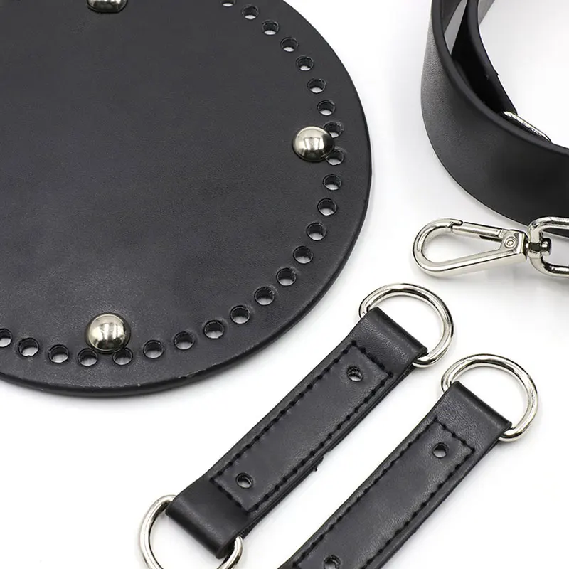 

NEW DIY Backpack Woven Bucket Bag Leather Bag Bottom Wide Shoulder Strap Woven Bag Set Handmade Handbag Accessories