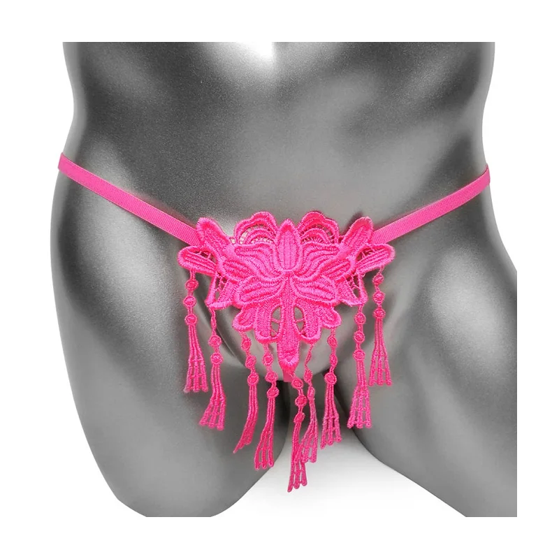 Сексуальные трусики с вышивкой и кисточками украшение из жемчуга сексуальное