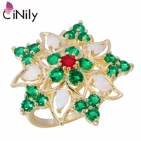 cinily created white fire opal kunzite green stone yellow gold color wholesale hot sell for women jewelry ring size 7 10 oj9213