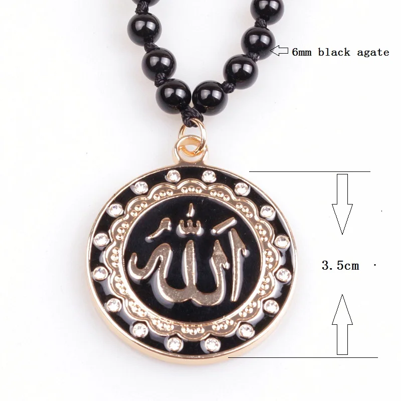 Мусульманское ожерелье с кулоном 6 мм камнем для мужчин и женщин|Ожерелья