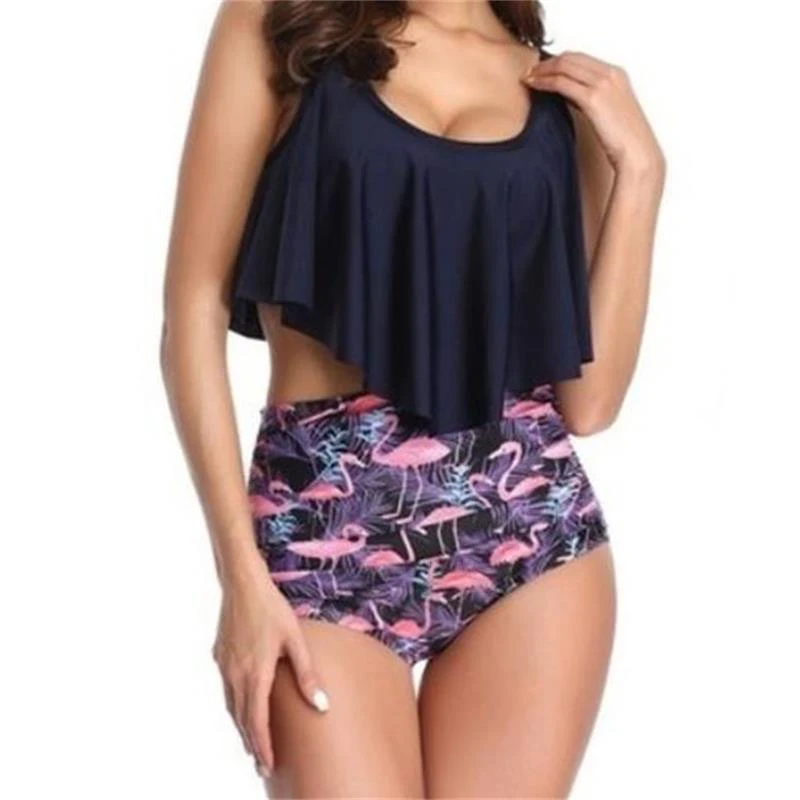 

High Waist Swimwear Female 2021 New Bandage Bikini Set Push-ups Brazilian Print Two-piece Beach Swimwear Biquini Female swimsuit
